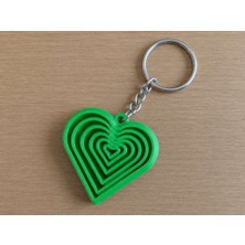 Bin1çeşit 3D Baskı Kalp Fidget Anahtarlık - Hareketli Stres Oyuncağı ve Çanta Süsü-Yeşil