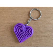 Bin1çeşit 3D Baskı Kalp Fidget Anahtarlık - Hareketli Stres Oyuncağı ve Çanta Süsü-Mor
