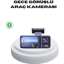 Bin1çeşit 170° Geniş Açılı 3 Kameralı Araç Içi Kayıt Cihazı Gece Görüşlü