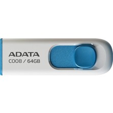 Adata C008/64GB 64GB Usb2.0 Classic (White + Blue) Flash Bellek