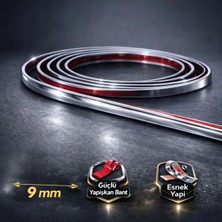 C30 Uyumlu Yapışkanlı 9mm 5 Metre Krom Nikelaj Trim Şerit – Araç Dış Dekor Bandı