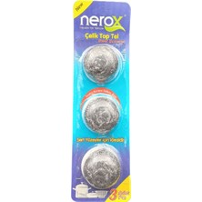 Bin1çeşit Nerox Çelik Top Tel Ovma Teli 3 Lü Blister ROYALEKS-NRX-F3003