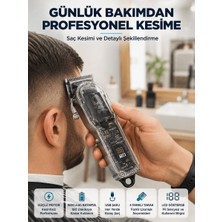 Adalı Store Şarjlı Saç Kesme Makinesi 4 Farklı Taraklı LCD Pil Göstergeli USB Şarjlı Profesyonel Erkek Tıraş Makinesi