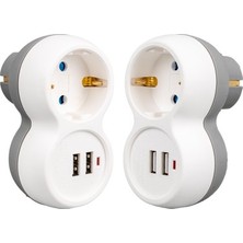 Adalı Store Çift USB Çıkışına Sahip Tekli Priz, 250V 16A