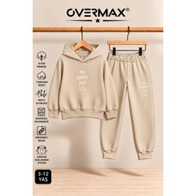 Overmax Oh Happy Day Baskılı Kapüşonlu Sweatshirt Eşofman Takımı- 3-12 Yaş