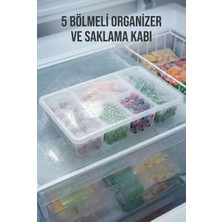 Bin1çeşit 5 Bölmeli Şeffaf Buzdolabı Içi Düzenleyici & Kapaklı Dondurucu Saklama Kabı (24X38 Cm)