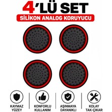Pop Konsol 4 Adet Analog Koruyucu Silikon Kılıf Topuz Koruma PS4 PS5 Xbox One 360 Series SX Switch Pro Uyumlu Kırmızı