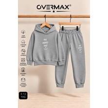 Overmax Oh Happy Day Baskılı Kapüşonlu Sweatshirt Eşofman Takımı- 3-12 Yaş