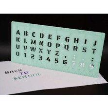 Bin1çeşit 3D Baskı Alfabe, Rakam ve Cetvel Şablonu - Yazı Çizim Kalıbı - Mint