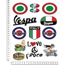 Vespa Italya Motorsiklet Kask Çıkartma Seti