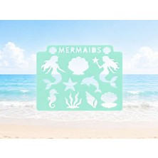 Bin1çeşit 3D Baskı Deniz Kızı Temalı Çizim Şablonu - Çoklu Desen Kalıbı - Mint
