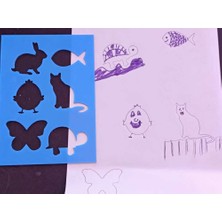 Bin1çeşit 3D Baskı Hayvan Figürleri Çizim Şablonu - Çoklu Desen Kalıbı - Mavi