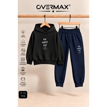 Overmax Oh Happy Day Baskılı Kapüşonlu Sweatshirt Eşofman Takımı- 3-12 Yaş