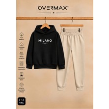 Overmax Milano Baskılı Kapüşonlu Çocuk Eşofman Takımı | 3-12 Yaş