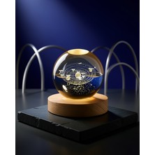 Kaliteyi Bul LED Kristal Küre Ahşap Tabanlı Gece Lambası 6 cm