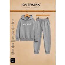Overmax Milano Baskılı Kapüşonlu Çocuk Eşofman Takımı | 3-12 Yaş