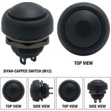 Sun-Snr Pano Butonu Mini Yuvarlak 12MM PBS33B Yaylı Anlık Tetiklemeli Push Button Siyah