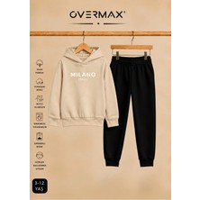 Overmax Milano Baskılı Kapüşonlu Çocuk Eşofman Takımı | 3-12 Yaş