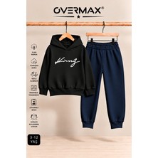 Overmax Italik King Baskılı Kapüşonlu Sweatshirt Eşofman Takımı – 3-12 Yaş