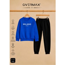 Overmax Milano Baskılı Çocuk Kapüşonsuz Sweatshirt Eşofman Takımı – 3-12 Yaş