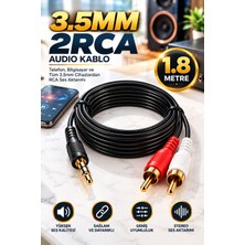 Pemberton 1.8 Metre Stereo Lale Kablo / Aux Rca Tv DVD Stereo 2 Rca Erkek Kablo 3.5mm / Ses Sistemi Kablosu