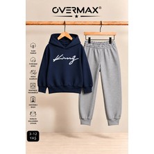 Overmax Italik King Baskılı Kapüşonlu Sweatshirt Eşofman Takımı – 3-12 Yaş