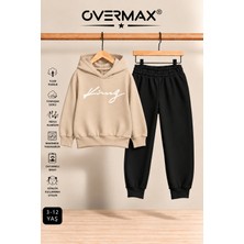 Overmax Italik King Baskılı Kapüşonlu Sweatshirt Eşofman Takımı – 3-12 Yaş