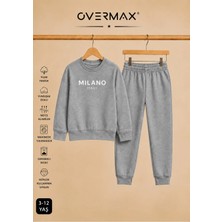 Overmax Milano Baskılı Çocuk Kapüşonsuz Sweatshirt Eşofman Takımı – 3-12 Yaş