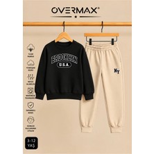Overmax Brooklyn Baskılı Çocuk Kapüşonsuz Eşofman Takımı – 3-12 Yaş