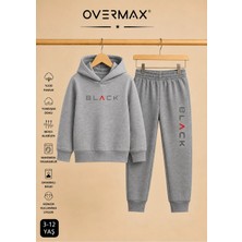 Overmax Çocuk Kapüşonlu Black Baskılı Eşofman Takımı– 3-12 Yaş