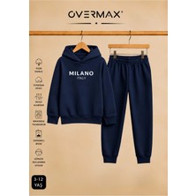 Overmax Milano Baskılı Kapüşonlu Çocuk Eşofman Takımı | 3-12 Yaş