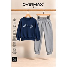 Overmax Italik King Baskılı Kapüşonsuz Sweatshirt Eşofman Takımı – 3-12 Yaş