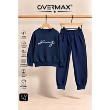 Overmax Italik King Baskılı Kapüşonsuz Sweatshirt Eşofman Takımı – 3-12 Yaş