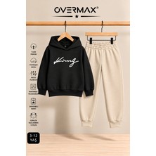 Overmax Italik King Baskılı Kapüşonsuz Sweatshirt Eşofman Takımı – 3-12 Yaş