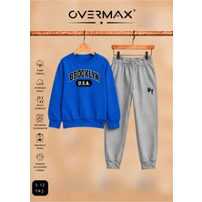Overmax Brooklyn Baskılı Çocuk Kapüşonsuz Eşofman Takımı – 3-12 Yaş