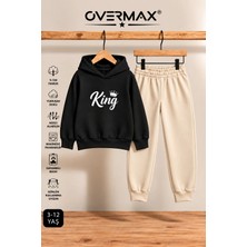 Overmax King Baskılı Çocuk Kapüşonlu Sweatshirt-Eşofman Takımı – 3-12 Yaş