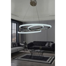 Reel Avize Büyük Kaos LED Avize Kristal Silikonlu - 3 Renk Kumandalı