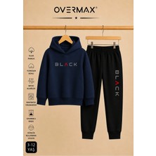 Overmax Çocuk Kapüşonlu Black Baskılı Eşofman Takımı– 3-12 Yaş