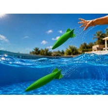 Bin1çeşit 3D Baskı Su Roketi Torpido Oyuncağı - Havuz Dalış Oyuncağı-Yeşil