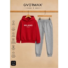 Overmax Milano Baskılı Kapüşonlu Çocuk Eşofman Takımı | 3-12 Yaş