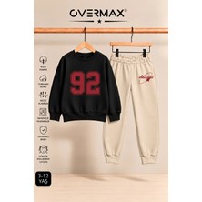 Overmax 92 Baskılı Çocuk Bisiklet Yaka Sweatshirt Eşofman Takımı- 3-12 Yaş
