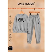 Overmax Brooklyn Baskılı Çocuk Kapüşonsuz Eşofman Takımı – 3-12 Yaş