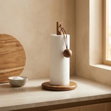 Bienca Akasya Ağacından Ahşap Kağıt Havlu Tutucu – Kağıt Havluluk - 30 cm Yükseklik | Şık ve Minimalist Tasarım