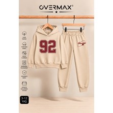Overmax 92 Baskılı Çocuk Kapüşonlu Sweatshirt Eşofman Takımı- 3-12 Yaş