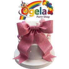 Ogela Party Pembe Simli Fiyonklu 2 Katlı Incili Maket Pasta - Doğum Günü, Baby Shower & Konsept Parti Pastası