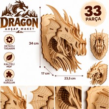 Algwood Ejderha Ahşap Duvar Dekoru 33 Parça 3D Mdf Fantastik Maket Dekorasyon Modeli