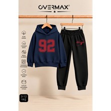 Overmax 92 Baskılı Çocuk Kapüşonlu Sweatshirt Eşofman Takımı- 3-12 Yaş