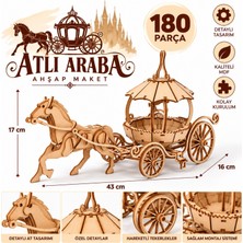 Algwood Atlı Araba Ahşap Maket 180 Parça 3D Fayton Modeli Mdf Hobi ve Dekorasyon Maketi