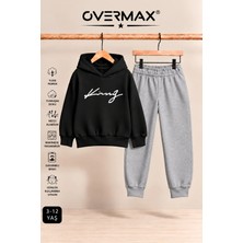 Overmax Italik King Baskılı Kapüşonlu Sweatshirt Eşofman Takımı – 3-12 Yaş