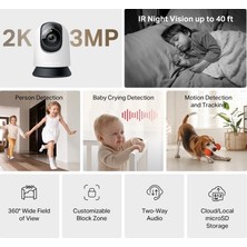 Adalı Store 2k 3mp Güvenlik Wi-Fi Kamerası, 360° Görüş ve Gece Görüşü